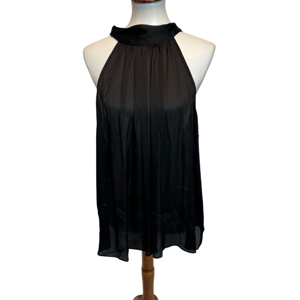 Black Halter Neck Tie Back Blouse